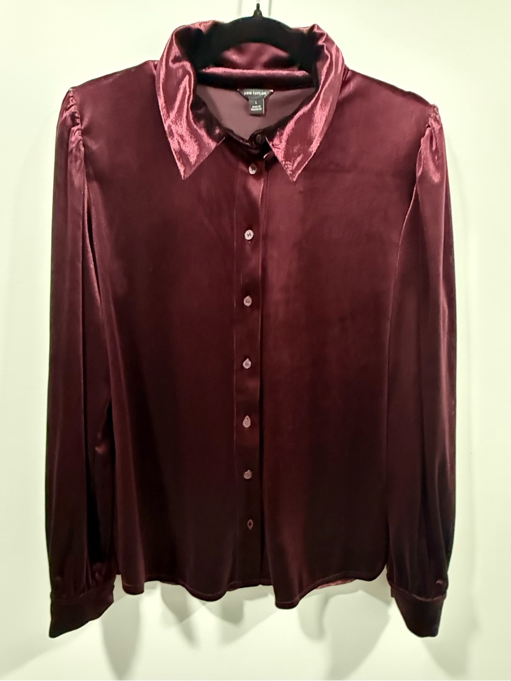 Ann Taylor Burgundy Button-Up Blouse